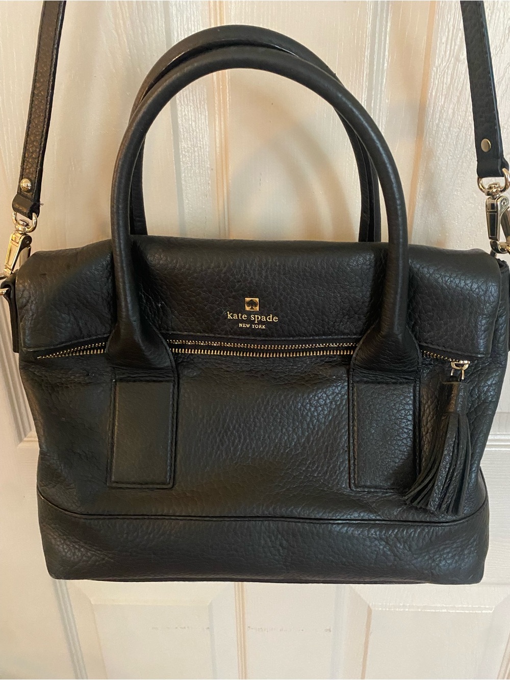 Kate Spade Southport Avenue Carmen Black Pebble Leather Satchel/Crossbody